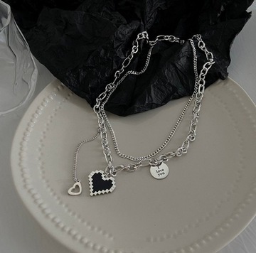 Кулон «Я люблю тебя» в стиле панк-гот с двойным сердцем