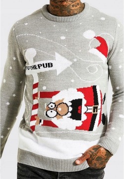 świąteczny sweter zabawny Pub Mikołaj XS _prezent