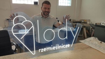 NEON LED dekoracja ścienna lody napis 60x36