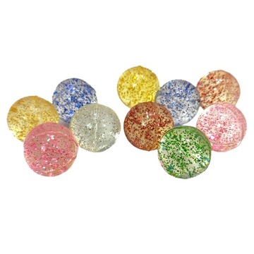 100x PIŁECZKI PIŁKI KULKI KAUCZUKOWE BROKATOWE SKACZĄCE SENSORYCZNE 27mm