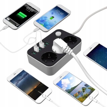 УДЛИНИТЕЛЬ ПИТАНИЯ 3 РАЗЪЕМА + 6 USB