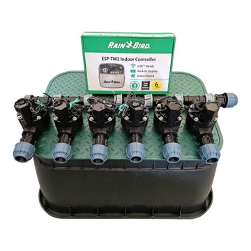 Zestaw Rain Bird 6 sekcji kolektor HV z korkiem Sterownik TM2 Studzienka 20