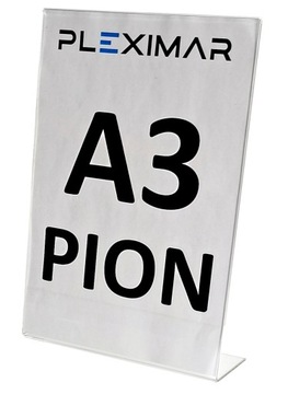 Stojak informacyjny typ L z plexi. Pleksi A3 PION