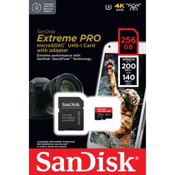 SanDisk microSDXC 256GB EXTR PRO 200/90 A2 C10 V30