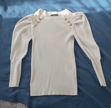 Biała bluzka sweterek bufiaste rękawy Mohito 40/L