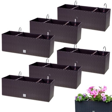 6 x Skrzynka balkonowa 50cm+ uchwyty, nawadnianie