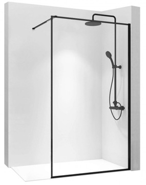 Ścianka BLER 100 prysznicowa czarna Walk-in 8 mm Rea