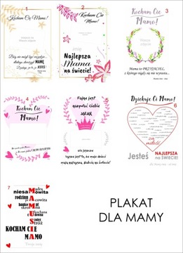 PLAKAT w ramie, PREZENT dla Mamy Dzień Matki A4