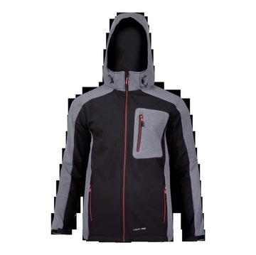 Куртка из софтшелла с капюшоном. черно-серый-пом., 