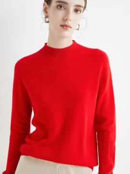 Autumn Winter Solid Mock-neck Pullover Sweater For