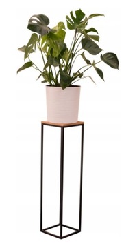 KWIETNIK metalowy stojak półka na rośliny LOFT 84 cm - Czarny/Dąb sonoma
