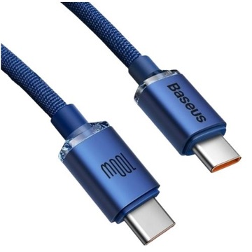 WZMACNIANY kabel Baseus usb-c type-c 100W 5A PD AFC 2m QUICK CHARGE SZYBKI