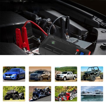 JUMP STARTER CAR BOOSTER ROZRUCH POWERBANK LCD LATARKA KOMPAS 10400 MAH