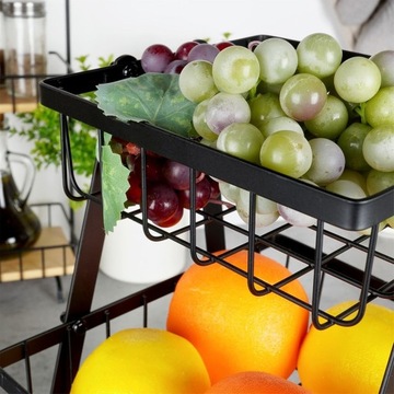 Корзина для фруктов из черного металла, 2 уровня.