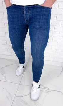 Spodnie jeansowe meskie granatowe slim fit - 30