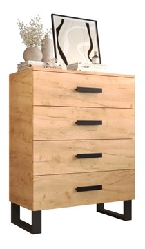 Komoda LOFT 80 cm dąb złoty craft industrial RIBES
