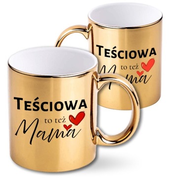 KUBEK ZŁOTY ELEGANCKI PREZENT DLA TEŚCIOWEJ MAMY URODZINY IMIENINY PREZENT