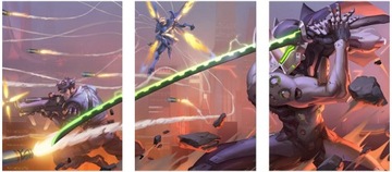 3x OBRAZ NA ŚCIANĘ OVERWATCH GENJI 30x40