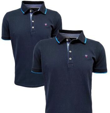 Koszulka polo męska tshirt z kołnierzem granat 4XL