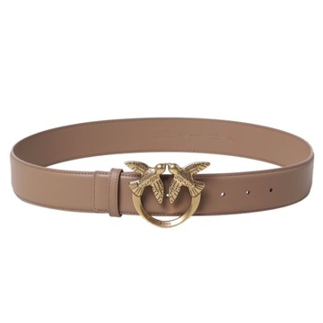 -10% PINKO SZEROKI SKÓRZANY PASEK DAMSKI LOVE BIRDS H4 BEŻOWY L