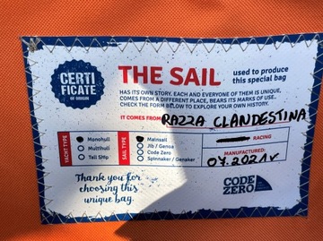 Сумка Mistral Code Zero из использованного паруса, маленькая, по индивидуальному заказу.