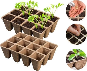 ГОРШКИ ДЛЯ ПОСАДКИ ТОРФЯНЫЕ ГОРШКИ ДЛЯ РАССЕВА 10 лотков 120 шт.