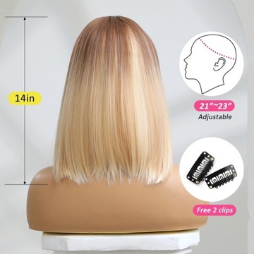 14-дюймовый короткий прямой парик блондинки для женщин, натуральный