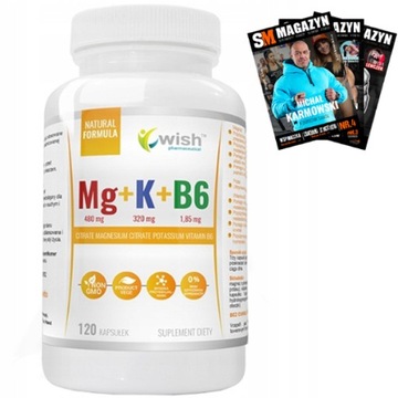 WISH MAGNEZ POTAS WITAMINA B6 120 KAPS NA SKURCZE