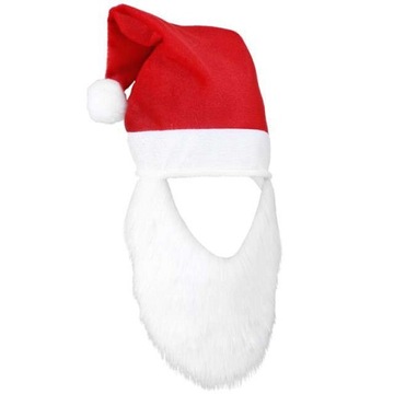 CZAPKA świętego ŚWIĘTY MIKOŁAJ z brodą POMPON