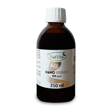 Nano Srebro Niejonowane Koloidalne Nanocząsteczki 100 ppm 250ml NatVita