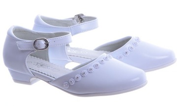 Buty Komunijne dziewczęce 245 białe obcas tanie 32