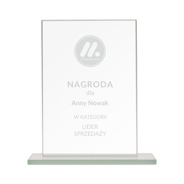 Nagroda firmowa statuetka szklana 17 cm GRAWER