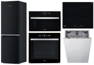 CZARNY ZESTAW WHIRLPOOL do zabudowy z lodówką