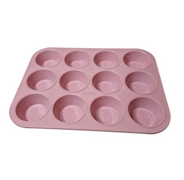 FOREMKI BLACHA FORMA METALOWA MUFFINKI BABECZKI 12szt METAL RÓŻOWA