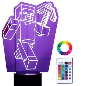 Lampka Nocna MINECRAFT GRA 3D Led IMIĘ Grawer