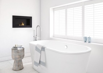 WISZĄCY BIOKOMINEK GOLF 648X374 DO SALONU CZARNY MATOWY PRAWDZIWY OGIEŃ