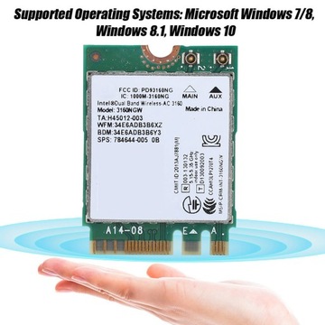 Для Intel 3160ac ngw Беспроводная карта Wi-Fi 433 Мбит/с Bluetooth 4,0 Двухдиапазонная сеть