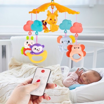 КАРУСЕЛЬ ДЛЯ ДЕТСКОГО КЕДА С ПРОЕКТОРОМ И ПУЛЬТОМ ПОГРЕМКА