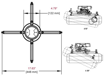 PEERLESS-AV PRG-UNV ПОТОЛОЧНОЕ КРЕПЛЕНИЕ ДЛЯ ПРОЕКТОРА 22 кг УНИВЕРСАЛЬНОЕ ЧЕРНОЕ