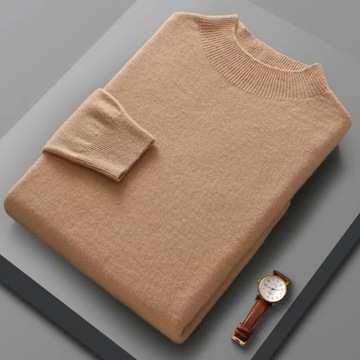Новый модный мужской пуловер из 100% шерсти полувысокого воротника