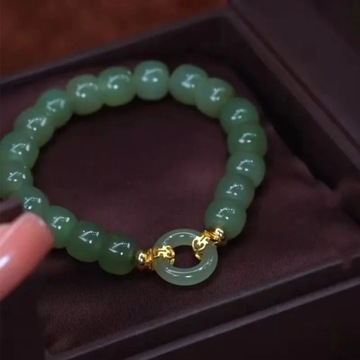 Imitation Hetian Jade Ping An Clasp Bracelet Light Luxury Elegant Hand