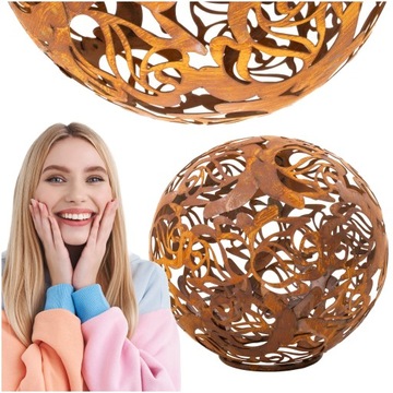 KULA OGRODOWA RÓŻA DEKORACYJNA LAMPA KULE OGRODOWE ZEWNĘTRZNE 35 CM CORTEN