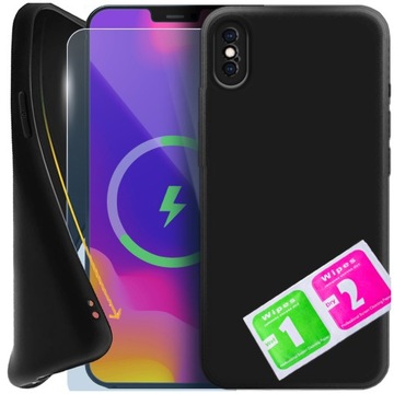 ETUI CASE do Apple iPhone X / XS SILIKONOWE MATOWE SLIM + Szkło 9H