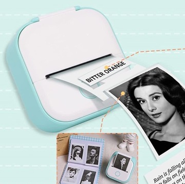 Мини-термопринтер Phomemo T02 для фотографий, заметок, этикеток, белый, зеленый