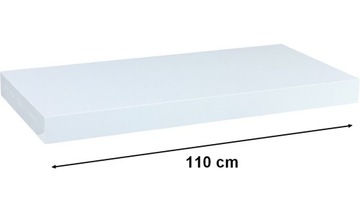 Półka wisząca ścienna pływająca Biała Matowa 110x3,8x23,5 cm