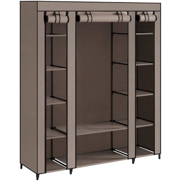 SZAFA MATERIAŁOWA WYSOKA DUŻA TEKSTYLNA GARDEROBA STELAŻ METAL 175cm XXL
