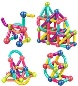 Конструктор из магнитных блоков, 64 шт.