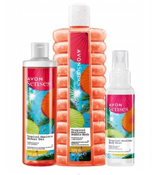 AVON 3w1 Zestaw Senses Tropical Mexicana płyn 500 ml + mgiełka + żel 250 ml