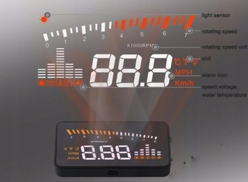 HUD дисплей с часами, проектор OBD2 3,5 дюйма