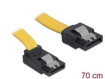 Delock Cable SATA 70cm up/straight metal yellow